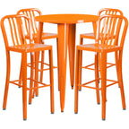 Thumbnail image #1 for Flash Furniture CH-51090BH-4-30VRT-OR-GG 30" Round 41"H Bar-Height Table with 4 Metal Bar Stools, Orange