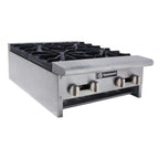 Thumbnail image #1 for GSW USA AEHP-24NG Countertop Natural Gas Hotplate, 4 Burners, Stainless Steel, 24"W x 30"D x 10"H