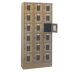 Thumbnail image #1 for Winholt Equipment WL-618-15 18-Compartment Locker Storage Unit, 6-Tier, Floor-Mounted, 3 Columns, Mesh Doors, 36"W x 15"D x 78"H
