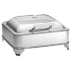 Thumbnail image #1 for TableCraft Products CW40162 Electric Stainless Steel Chafer Dish with Stand, 6 qt, Square, Hinged Cover