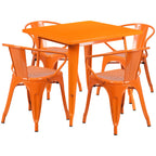 Thumbnail image #1 for Flash Furniture ET-CT002-4-70-OR-GG Square Table and 4 Chair Set, 31-1/2" Table, 29-1/2" High, Orange
