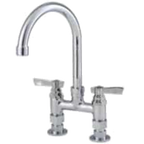 Thumbnail image #1 for Component Hardware Top-Line TLL57-4102-SE1MKZ Commercial Deck-Mount Bridge Faucet, 4-Inch Centers, Ceramic Valves, 6-Inch Gooseneck Spout