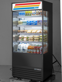 True 36-Inch Vertical Glass-Sided Open Air Merchandiser Refrigerator with R290 Refrigeration