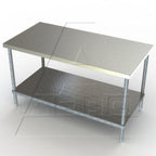 Thumbnail image #1 for AERO Manufacturing 4TG-3648 Stainless Steel Work Table, 48"W x 36"D x 35"H, 16-Gauge 430 Top, Galvanized Open Base with Undershelf