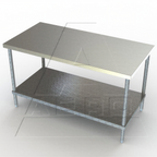 Thumbnail image #1 for AERO Manufacturing 2TG-36120 304 Stainless Steel Work Table, 120"W x 36"D x 35"H, Galvanized Open Undershelf