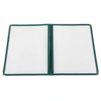 Thumbnail image #1 for CAC China MCP2-911GN 2-Pocket Vinyl Menu Cover, Booklet, 8-1/2" x 11", Green Trim, Brass Corners Case of 100