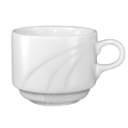 Thumbnail image #1 for International Tableware Amsterdam AM-38 Porcelain Coffee Cup with Handle, 8.5 oz, Stackable Case of 3 Dozen