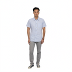Thumbnail image #1 for Chef Works Havana SHC01-BLU-S Short-Sleeve Cook Shirt, Blue, Snap Front, Poly/Cotton, Small
