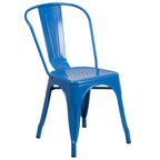 Thumbnail image #1 for Flash Furniture CH-31230-BL-GG Stacking Metal Side Chair, Blue, Slat Back, Drain-Hole Seat