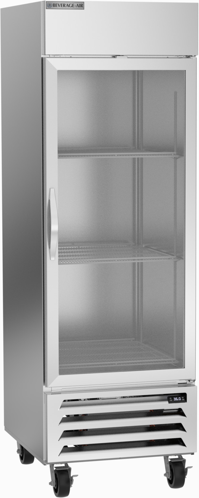 Product image #5 for Beverage Air Horizon Series One-Section Glass Door Reach-In Refrigerator, 23.32 Cu. Ft., Bottom Mount, Stainless Steel