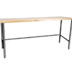 Thumbnail image #1 for Winholt Equipment WTS3696 Wood Top Work Table, 96"W x 36"D x 34"H, Stainless Steel Base, Open Cross-Rail Base