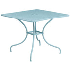 Thumbnail image #1 for Flash Furniture CO-6-SKY-GG Square Patio Table, Sky Blue Powder-Coated Steel, 1-3/4-Inch Umbrella Hole