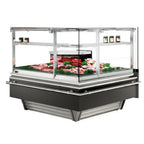 Thumbnail image #1 for Infrico USA IDC-VBC90ARIUCP Refrigerated Red Meat Deli Display Case, Corner Unit with Rear Storage, Forced-Air, 9.28 cu. ft.
