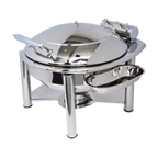 Thumbnail image #1 for Eastern Tabletop Crown 3939PLB 4 qt Round Induction Chafer, Stainless Steel, Hinged Cover