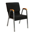 Thumbnail image #1 for Flash Furniture Hercules XU-DG-60156-BK-GG Stackable Upholstered Arm Chair, Black Fabric, Wood Accent Arms, Silver Vein Steel Frame