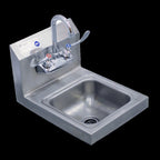 Thumbnail image #4 for Serv-Ware HS10-CWP Wall-Mounted Stainless Steel Hand Sink with 9 x 9 x 4-Inch Bowl, Faucet, and 7.75-Inch Backsplash