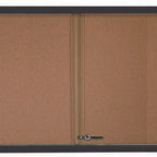 Thumbnail image #1 for AARCO SBC3660BA Enclosed Bulletin Board, 60"W x 36"H, Sliding Tempered Glass Door, Cork Back, Bronze Aluminum Frame