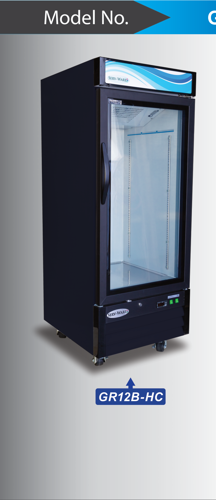 Product image #5 for Serv-Ware GR12B-HC 1-Door 12 Cu. Ft. Black Glass Door Merchandiser Refrigerator