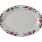 Thumbnail image #1 for Tuxton China Wester Rose LRH-1259 China Platter, 12-5/8" x 8-3/4", Oval, Rolled Edge, Eggshell 1 Dozen