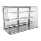 Thumbnail image #1 for RPI Industries Vienna VIDD4-34-R-SL Dry Countertop Pastry Display Case, 57-1/8" W, Full-Service, 3 Adjustable Glass Shelves, Stainless Steel