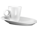 Thumbnail image #1 for International Tableware FA-6929S Porcelain Free-Form Saucer, 8-1/4" x 5-1/4", Bright White Case of 3 Dozen