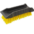 Thumbnail image #1 for AllPoints Foodservice Parts & Supplies 1591117 Hand Cleaning Brush with Scraper, 6-1/2" Plastic Handle, Yellow Bristles