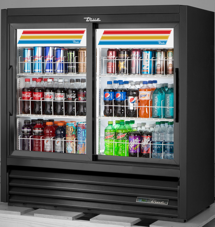 Product image #5 for True 2-Section Glass Door Merchandiser Cooler with Sliding Low-E Doors