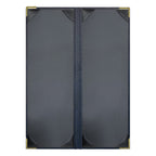 Thumbnail image #2 for Risch Harley HARST-2V 4.25X14 Double-Fold Faux-Leather Menu Cover, 2-View, 4-1/4" x 14" Case of 25
