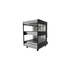 Thumbnail image #1 for Flexeserve 2T-600R-LH Countertop Heated Food Display Cabinet, 2-Tier, Rear Feed, Left-Hand Door, Stainless Steel, Straight Glass