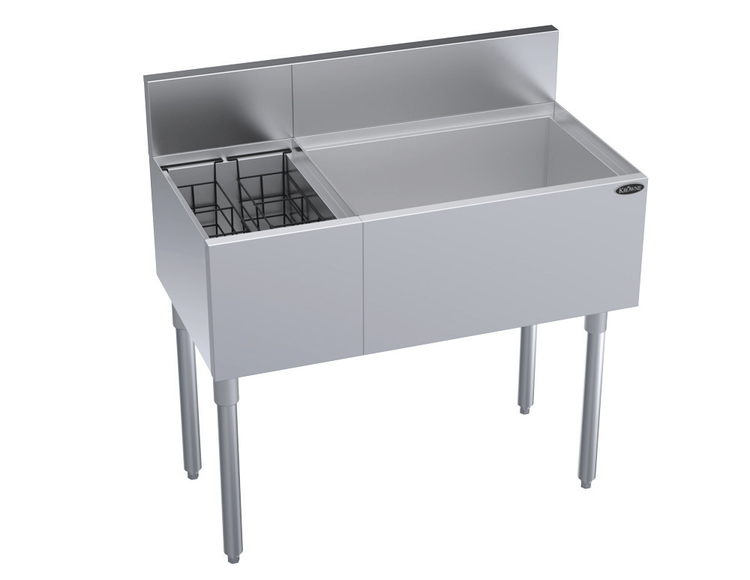 Product image #5 for Krowne Royal Series 36-Inch W x 19-Inch D Underbar Combination Ice Bin with Right Ice Bin, Left Bottle Storage, and 10-Circuit Cold Plate