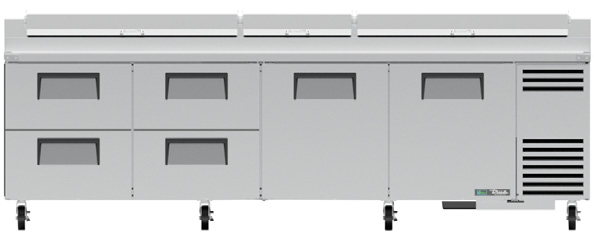 Product image #6 for True 119-1/4-Inch Pizza Prep Table with 2 Doors, 4 Drawers, Alternate Top, and R290 Refrigeration