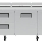 Thumbnail image #6 for True Mfg. - General Foodservice TPP-AT-119D-4-HC 119-1/4-Inch Pizza Prep Table with 2 Doors, 4 Drawers, 33°-41°F