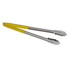Thumbnail image #1 for TableCraft Products 3716YEU 16-Inch One-Piece Vinyl-Coated Spring Steel Tongs, Yellow Case of 12