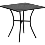 Thumbnail image #1 for Flash Furniture CO-5-BK-GG Square Steel Patio Table, Black, Rain Flower Design Top, 28"W x 28"D x 28-1/4"H