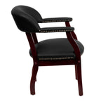Thumbnail image #2 for Flash Furniture B-Z105-LF-0005-BK-LEA-GG Upholstered Conference Chair, Black Top-Grain Italian Leather, Brass Nailhead Trim