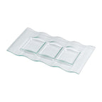 Thumbnail image #1 for Steelite International Creations Glass 6506G249 3-Compartment Rectangular Glass Plate, 12.5" x 6.75" 1 Dozen