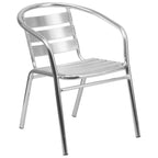Thumbnail image #1 for Flash Furniture TLH-1-GG Outdoor Aluminum Stacking Armchair with Triple-Slat Ladder Back and Textured Aluminum Seat