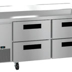Thumbnail image #5 for Hoshizaki Steelheart WLR67B-D4 67-Inch 2-Section Worktop Refrigerator with 4 Drawers, Side-Mounted Self-Contained Refrigeration