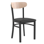 Thumbnail image #1 for Flash Furniture Wright XU-DG6V5BV-NAT-GG Dining Chair, Black Vinyl Seat, Wooden Boomerang Back, Black Steel Frame, Natural Birch Finish