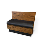 Thumbnail image #1 for JustChair Manufacturing JBS-WPF-36-GR1/COM Single Booth, 36"H, Wood Plank Frame, Wooden Back, Removable Padded Seat