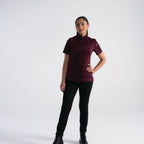 Thumbnail image #1 for Chef Works BCWSZ006-MER-S Women's Short-Sleeve Poly/Cotton Chef Coat, Merlot, Small