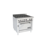 Thumbnail image #2 for Venancio USA Elite Series R36CO-36B 36-Inch Gas Restaurant Range, 6 Open Burners, Convection Oven, Stainless Steel Front & Sides