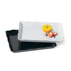 Thumbnail image #1 for G.E.T. Bake & Brew ML-155-BK Rectangular Melamine Display Tray, Black, 14" x 11-1/2", Scallop Edge Case of 6