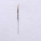Thumbnail image #1 for Kadra Kitchenware Vikko Dine VF-KN10-VWSO Steak Knife, Two-Tone Ombre Brushed White & Silver, 18/10 Stainless Steel Case of 12