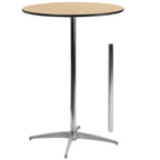 Thumbnail image #1 for Flash Furniture XA-30-COTA-GG 30" Round Adjustable-Height Pedestal Cocktail Table with Birchwood Top and Black PVC Edge