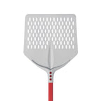Thumbnail image #1 for AMPTO 752F45 Square Perforated Anodized Aluminum Pizza Peel, 17.7 x 17.7 Inches, with 47.24-Inch Red Handle