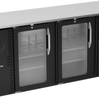 Thumbnail image #1 for Victory Refrigeration VBBN78HC-G-B Three-Section Back Bar Refrigerator, 78"W, 3 Solid Self-Closing Doors, Stainless Steel Top, Black Exterior