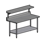 Thumbnail image #1 for Pacific Stainless WT4830S16CS Stainless Steel Work Table with Cantilever Overshelf, 48 x 30, 16-Gauge 304 Top, Backsplash