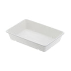 Thumbnail image #1 for Tableware Solutions USA Q2066 Biodegradable Plant Fiber Disposable Tray, White, Rectangular, 27 oz, 9" x 5-9/10" x 1-3/4" Case of 50