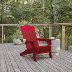 Thumbnail image #2 for Flash Furniture Newport LE-HMP-1044-10-RD-GG Adirondack Patio Chair with Slide-Out Cup Holder, HDPE, Red